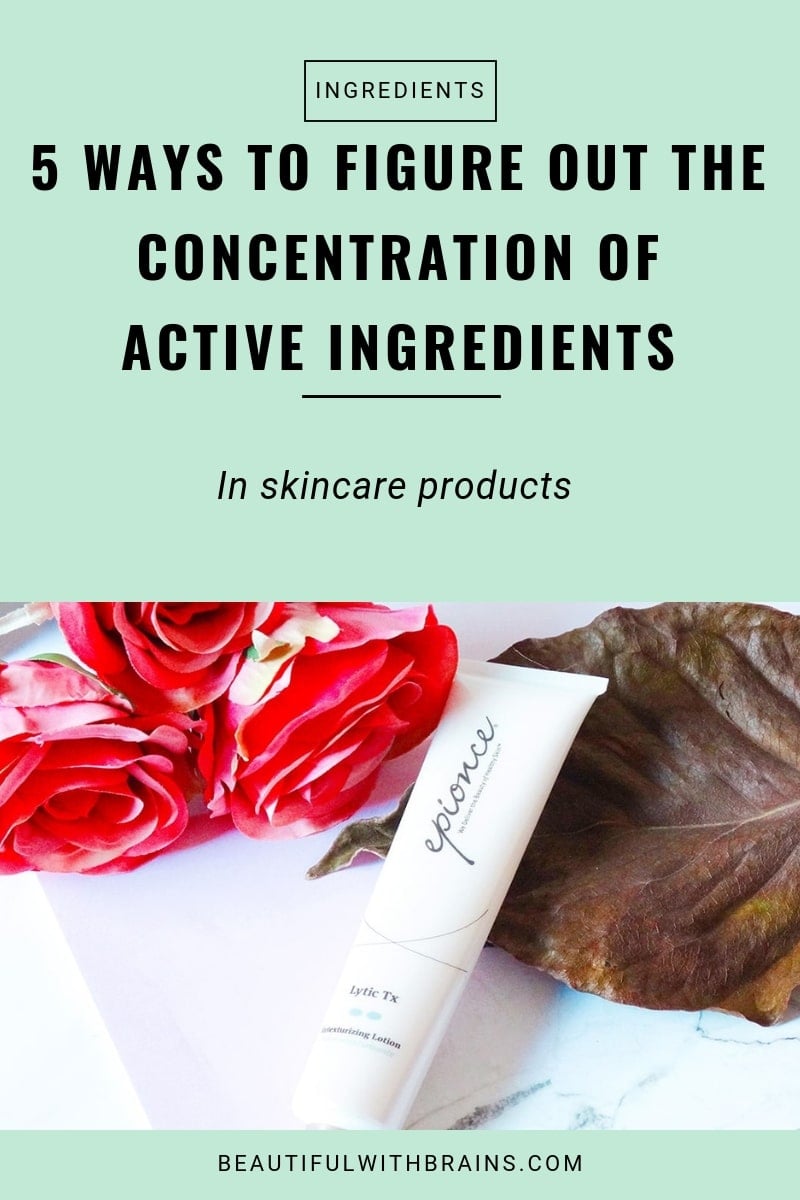 how to figure out the concentration of active ingredients in skincare products