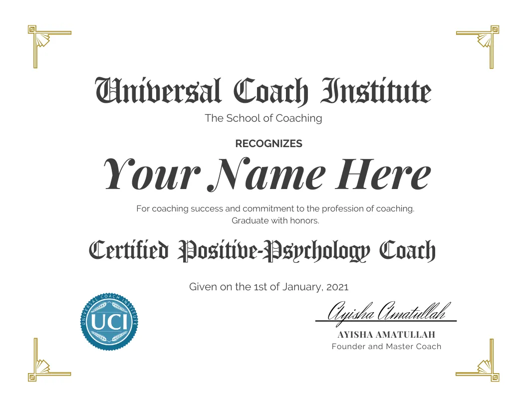 UCI Positive Psychology Coach Training Certificate