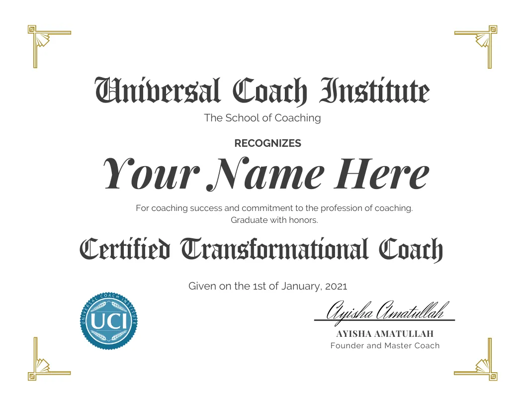 UCI Transformational Coach Training Certificate